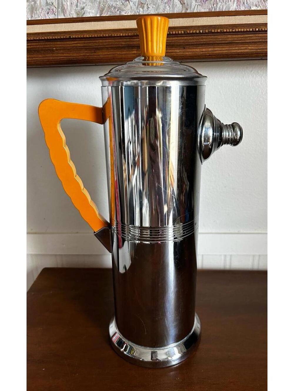 Vintage Keystone Art Deco Cocktail Shaker Bakelite Handle Chrome